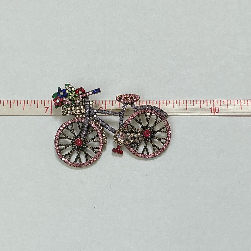 Pink and Purple Bicycle Brooch - Picture 6 of 6